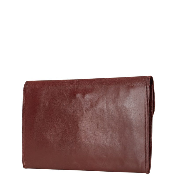 カルティエ マスト ドゥ カルティエ クラッチバッグ ワインレッド レザー レディース CARTIER 【中古】