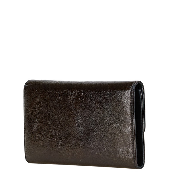 シャネル ココマーク 長財布 ブラック ブラウン レザー レディース CHANEL 【中古】