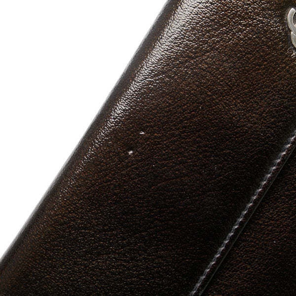 シャネル ココマーク 長財布 ブラック ブラウン レザー レディース CHANEL 【中古】