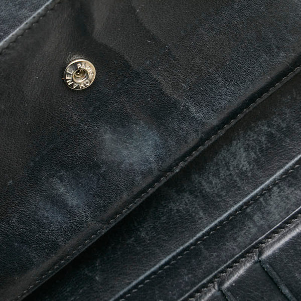 シャネル ココマーク 長財布 ブラック ブラウン レザー レディース CHANEL 【中古】