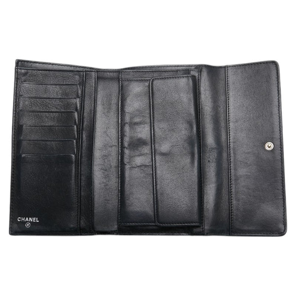 シャネル ココマーク 長財布 ブラック ブラウン レザー レディース CHANEL 【中古】