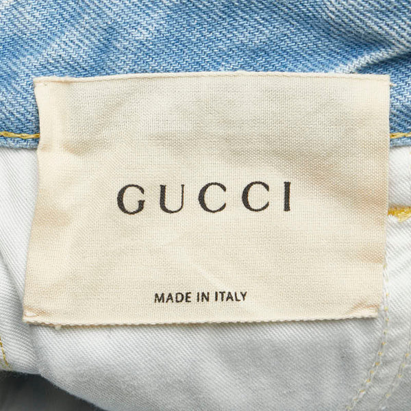 グッチ フラワー エンブロイダリー デニムパンツ ショートパンツ サイズ：22 ライトブルー マルチカラー コットン レディース GUCCI 【中古】