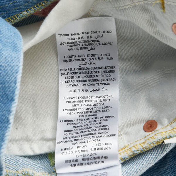 グッチ フラワー エンブロイダリー デニムパンツ ショートパンツ サイズ：22 ライトブルー マルチカラー コットン レディース GUCCI 【中古】