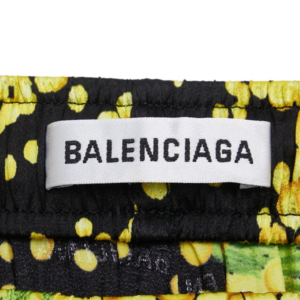 バレンシアガ フラワー 花柄 イージーパンツ サイズ：34 ブラック イエロー シルク レディース BALENCIAGA 【中古】