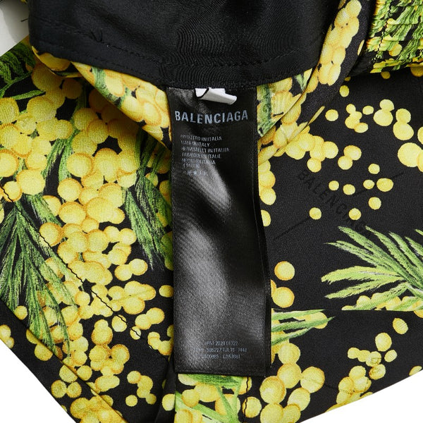 バレンシアガ フラワー 花柄 イージーパンツ サイズ：34 ブラック イエロー シルク レディース BALENCIAGA 【中古】