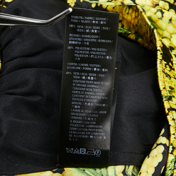 バレンシアガ フラワー 花柄 イージーパンツ サイズ：34 ブラック イエロー シルク レディース BALENCIAGA 【中古】