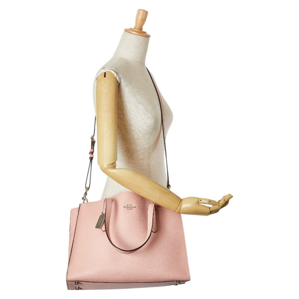 コーチ チャーリー キャリーオール ハンドバッグ ショルダーバッグ 2WAY 25137 ピンク レザー レディース COACH 【中古】