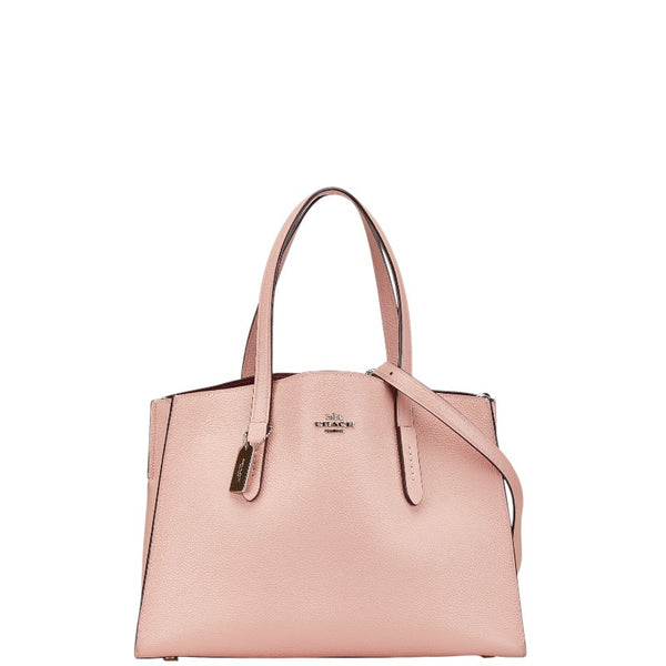 コーチ チャーリー キャリーオール ハンドバッグ ショルダーバッグ 2WAY 25137 ピンク レザー レディース COACH 【中古】