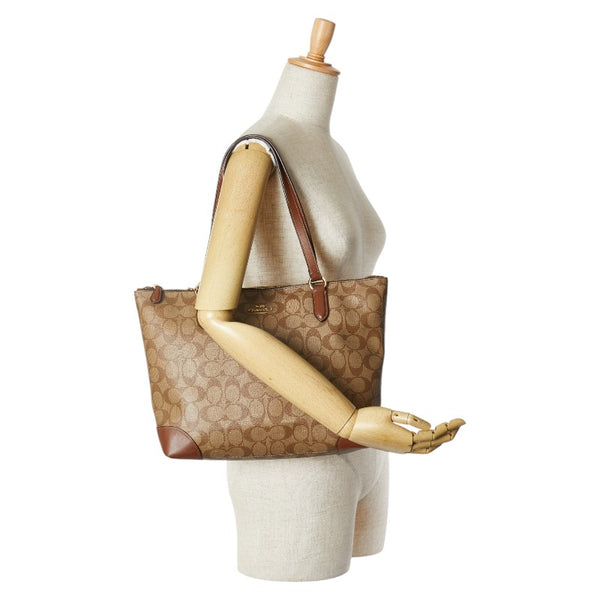 コーチ シグネチャー ハンドバッグ トートバッグ F29208 ブラウン PVC レザー レディース COACH 【中古】