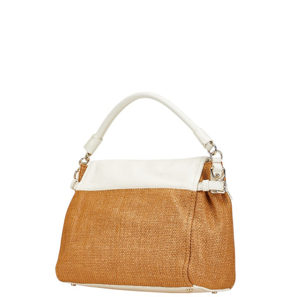 ケイトスペード ハンドバッグ ショルダーバッグ 2WAY ベージュ ホワイト ラフィア レザー レディース Kate Spade 【中古】