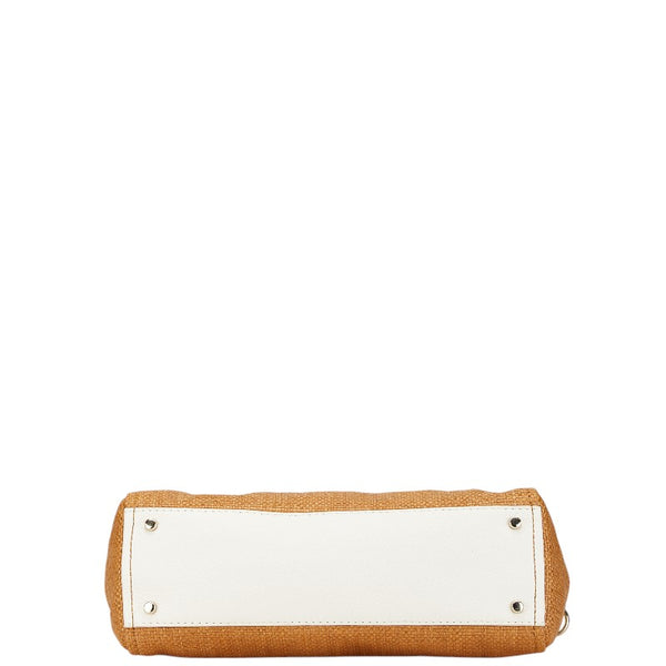 ケイトスペード ハンドバッグ ショルダーバッグ 2WAY ベージュ ホワイト ラフィア レザー レディース Kate Spade 【中古】