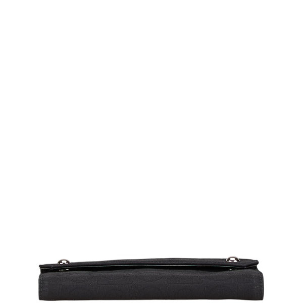 サルヴァトーレフェラガモ ガンチーニ 長財布 ブラック キャンバス レザー レディース Salvatore Ferragamo 【中古】