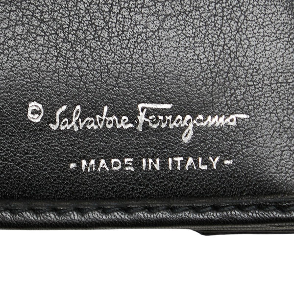 サルヴァトーレフェラガモ ガンチーニ 長財布 ブラック キャンバス レザー レディース Salvatore Ferragamo 【中古】