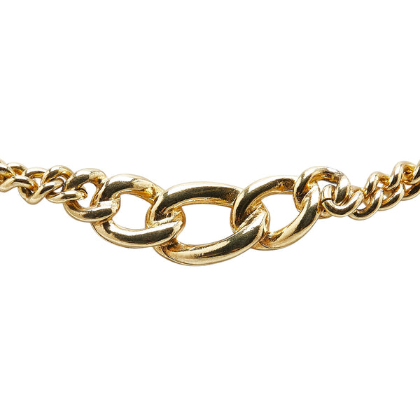 ディオール 鎖 モチーフ ラインストーン チェーン ネックレス ゴールド ブラック メッキ レディース Dior 【中古】