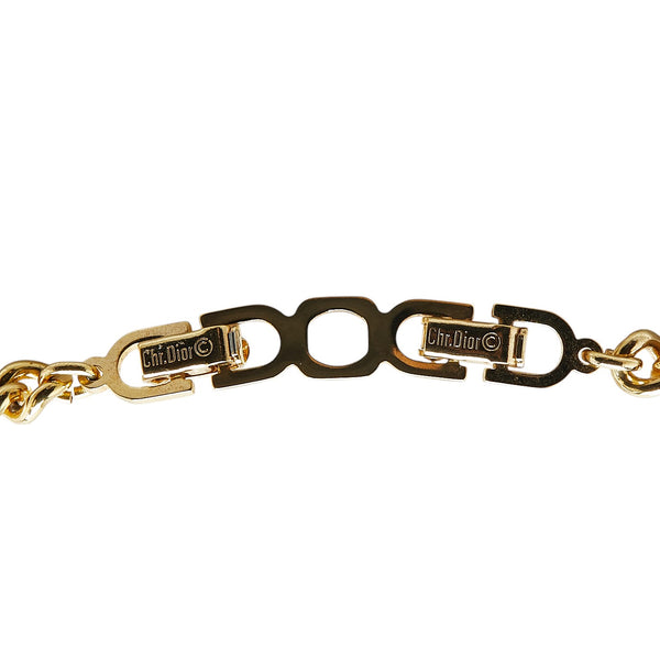 ディオール 鎖 モチーフ ラインストーン チェーン ネックレス ゴールド ブラック メッキ レディース Dior 【中古】