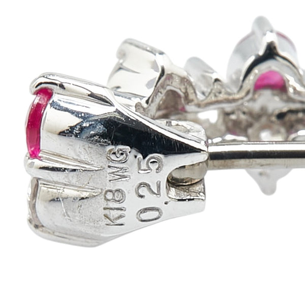K18WG ホワイトゴールド ルビー0.72ct ダイヤ0.50ct ピアス レディース 【中古】