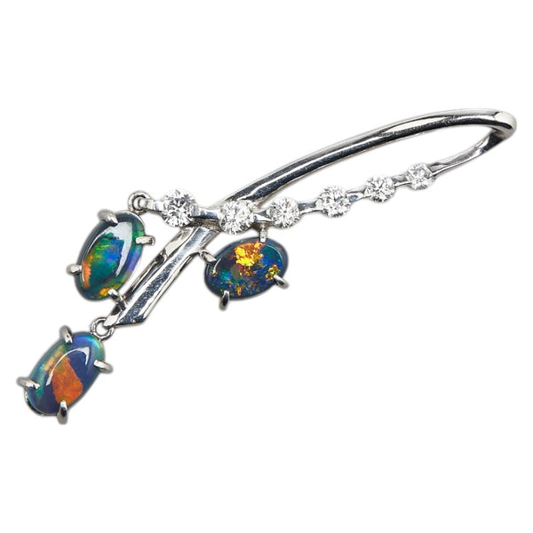 Pt900 プラチナ ブラックオパール1.31ct ダイヤ0.29ct ペンダントトップ レディース 【中古】
