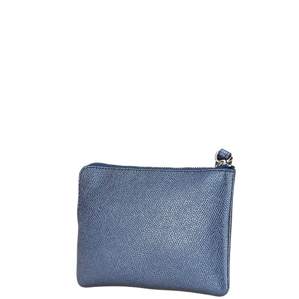 コーチ L字ファスナー ポーチ F21070 ブルー レザー レディース COACH 【中古】