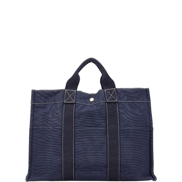 エルメス フールトMM ハンドバッグ トートバッグ ネイビー キャンバス レディース HERMES 【中古】
