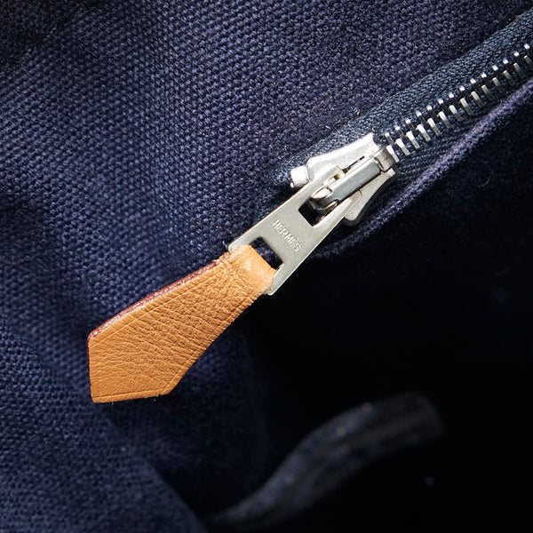 エルメス フールトMM ハンドバッグ トートバッグ ネイビー キャンバス レディース HERMES 【中古】