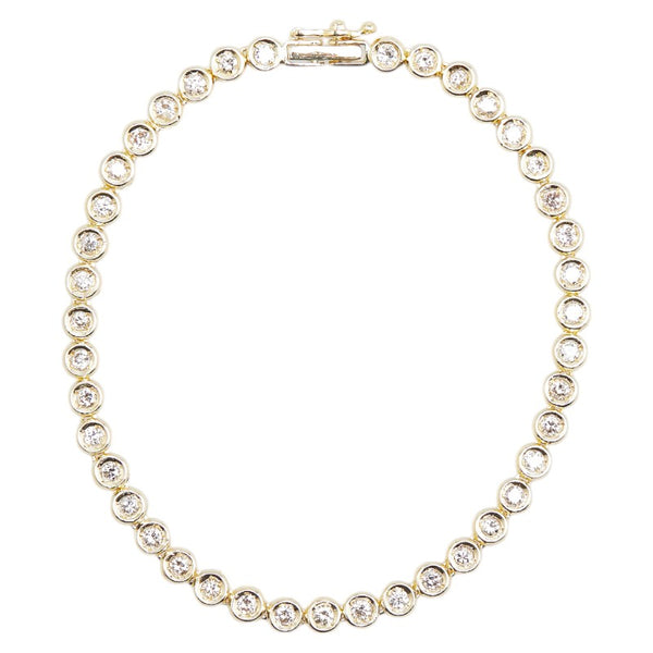 K18YG イエローゴールド ダイヤ2.00ct テニス チェーン ブレスレット レディース 【中古】