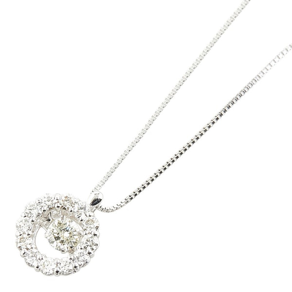 K18WG ホワイトゴールド ダイヤ0.50ct ペンダントネックレス レディース 【中古】