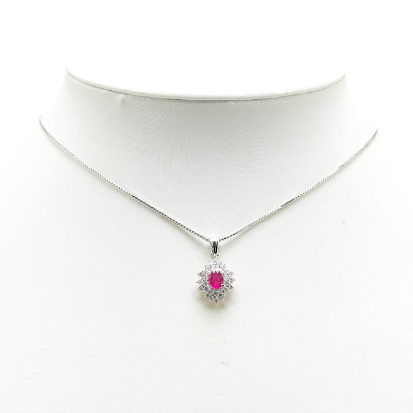 Pt900 プラチナ Pt850 プラチナ ルビー0.66ct ダイヤ0.50ct ペンダントネックレス レディース 【中古】