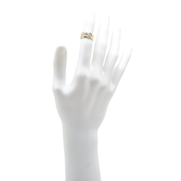 K18YG イエローゴールド Pt900 プラチナ コンビ ダイヤ0.03ct リング 指輪 レディース 7号 【中古】