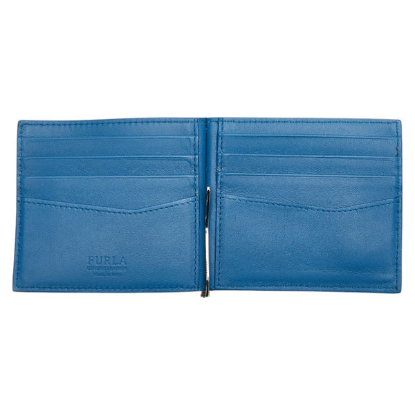フルラ 二つ折り財布 マネークリップ ブルー レザー レディース Furla 【中古】