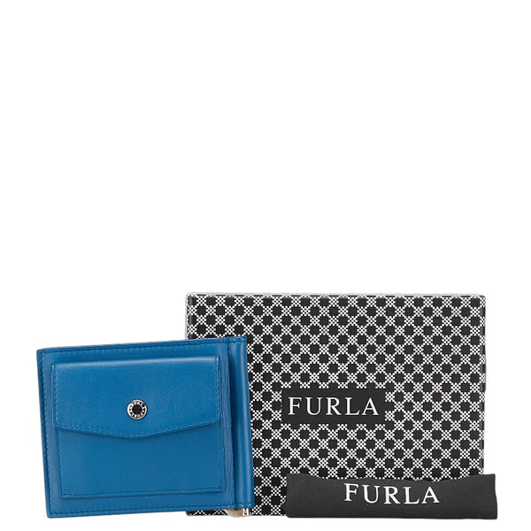 フルラ 二つ折り財布 マネークリップ ブルー レザー レディース Furla 【中古】