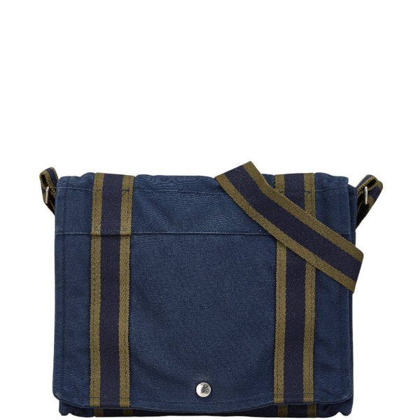 エルメス フールトゥ バサス PM 斜め掛け ショルダーバッグ ネイビー カーキ キャンバス レディース HERMES 【中古】