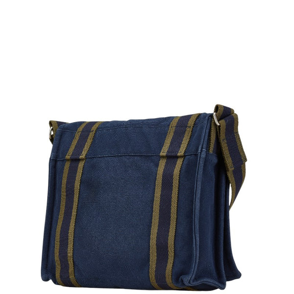 エルメス フールトゥ バサス PM 斜め掛け ショルダーバッグ ネイビー カーキ キャンバス レディース HERMES 【中古】