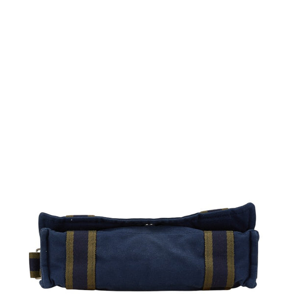 エルメス フールトゥ バサス PM 斜め掛け ショルダーバッグ ネイビー カーキ キャンバス レディース HERMES 【中古】