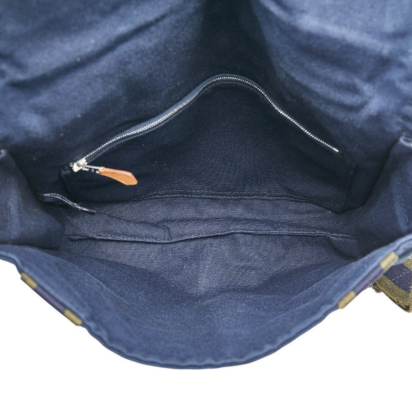 エルメス フールトゥ バサス PM 斜め掛け ショルダーバッグ ネイビー カーキ キャンバス レディース HERMES 【中古】