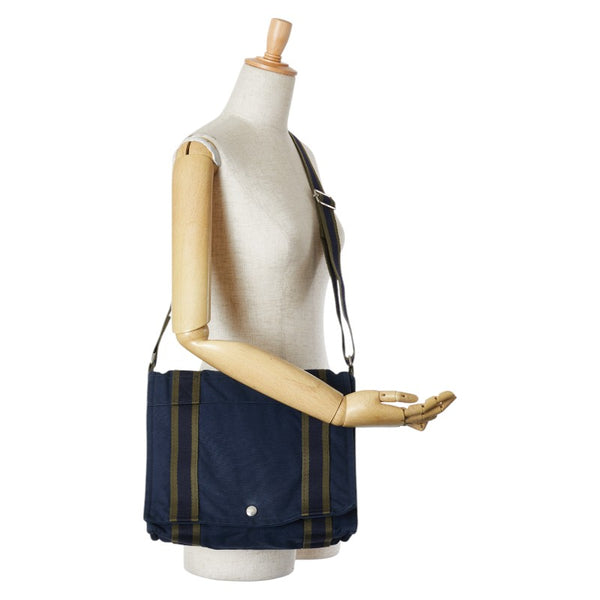 エルメス フールトゥ バサス PM 斜め掛け ショルダーバッグ ネイビー カーキ キャンバス レディース HERMES 【中古】