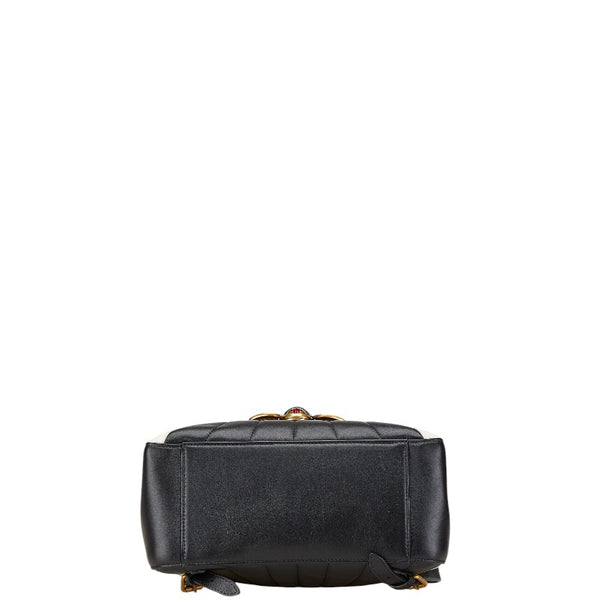 グッチ クイーンマーガレット バンブー ハンドバッグ リュックサック 476664 ブラック ホワイト レザー レディース GUCCI 【中古】