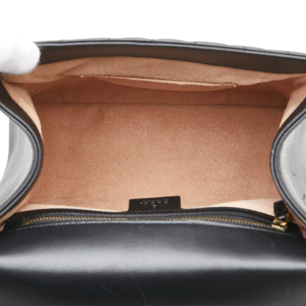 グッチ クイーンマーガレット バンブー ハンドバッグ リュックサック 476664 ブラック ホワイト レザー レディース GUCCI 【中古】