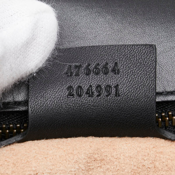 グッチ クイーンマーガレット バンブー ハンドバッグ リュックサック 476664 ブラック ホワイト レザー レディース GUCCI 【中古】