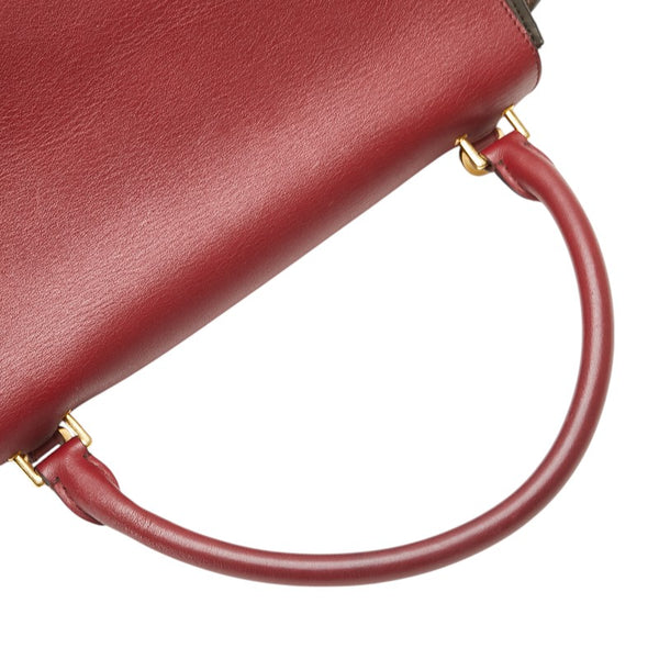 セリーヌ トラペーズ トリコロール ハンドバッグ ショルダーバッグ 2WAY ブラウン レッド レザー スエード レディース CELINE 【中古】