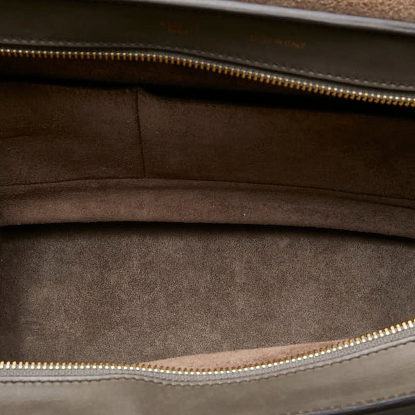 セリーヌ トラペーズ トリコロール ハンドバッグ ショルダーバッグ 2WAY ブラウン レッド レザー スエード レディース CELINE 【中古】