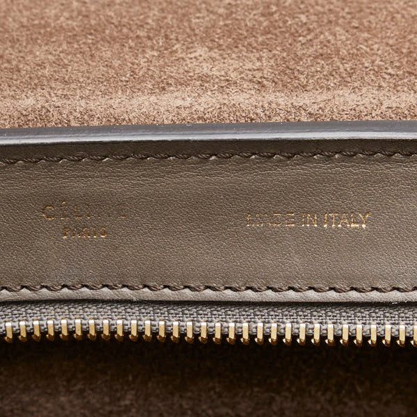 セリーヌ トラペーズ トリコロール ハンドバッグ ショルダーバッグ 2WAY ブラウン レッド レザー スエード レディース CELINE 【中古】