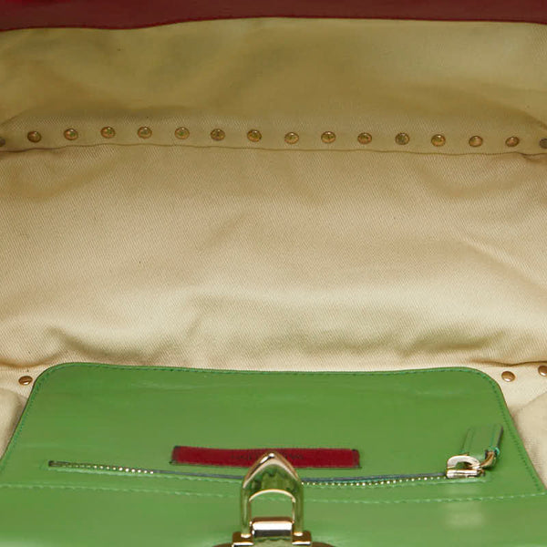 ヴァレンチノ スタッズ ハンドバッグ ショルダーバッグ 2WAY ピンク グリーン レザー レディース Valentino 【中古】