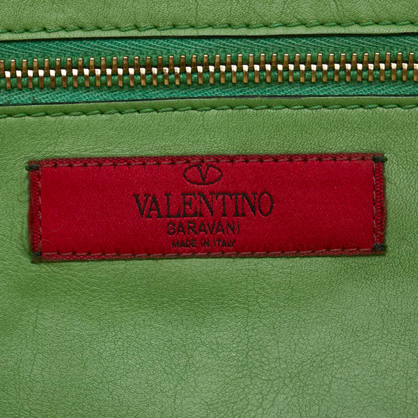 ヴァレンチノ スタッズ ハンドバッグ ショルダーバッグ 2WAY ピンク グリーン レザー レディース Valentino 【中古】