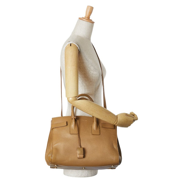 サンローラン クラシック サック ド ジュール ハンドバッグ ショルダーバッグ 2WAY 324823 ベージュ レザー レディース SAINT LAURENT 【中古】