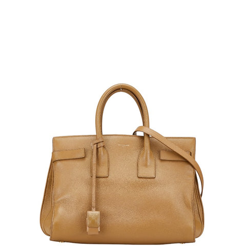 サンローラン クラシック サック ド ジュール ハンドバッグ ショルダーバッグ 2WAY 324823 ベージュ レザー レディース SAINT LAURENT 【中古】