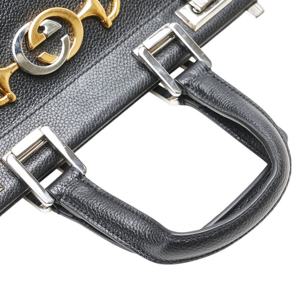 グッチ ズゥミ スモール トップハンドルバッグ ショルダーバッグ 2WAY 569712 ブラック レザー レディース GUCCI 【中古】