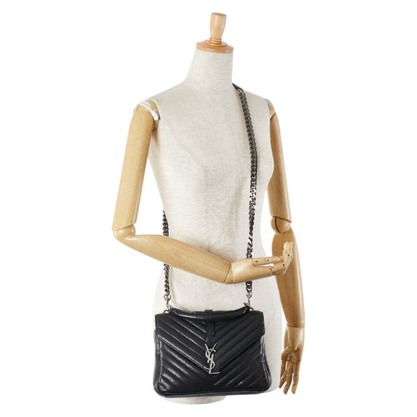 サンローラン YSL モノグラム カレッジ キルティング ハンドバッグ ショルダーバッグ 2WAY 428056 ブラック レザー レディース SAINT LAURENT 【中古】