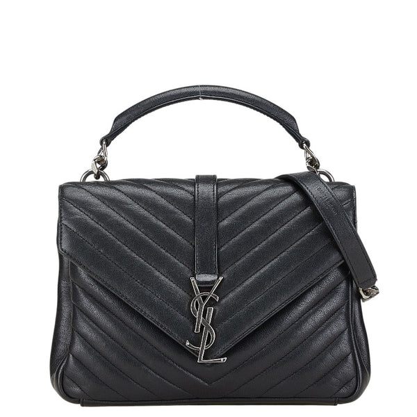 サンローラン YSL モノグラム カレッジ キルティング ハンドバッグ ショルダーバッグ 2WAY 428056 ブラック レザー レディース SAINT LAURENT 【中古】