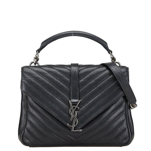 サンローラン YSL モノグラム カレッジ キルティング ハンドバッグ ショルダーバッグ 2WAY 428056 ブラック レザー レディース SAINT LAURENT 【中古】