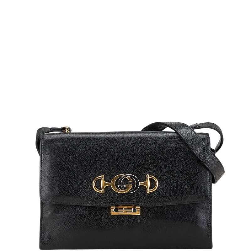 グッチ ズゥミ ショルダーバッグ 576388 ブラック レザー レディース GUCCI 【中古】